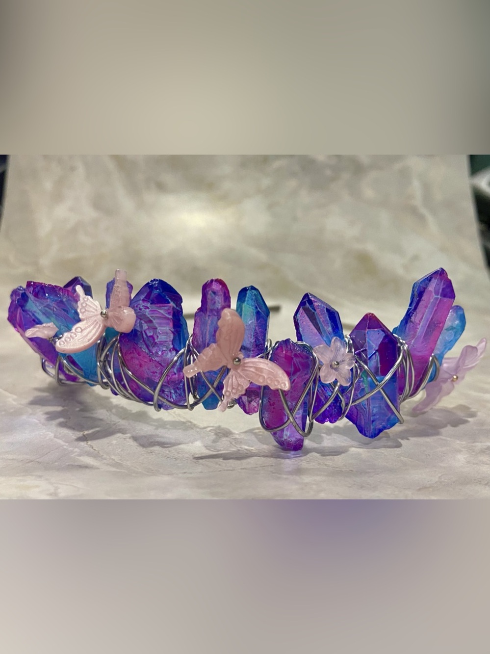 Purple & Pink Crystal Floral Headband